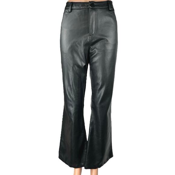 Pacsun Women's Black Faux Leather Flared Bootcut Mid Rise Trousers Pants Size M - Picture 1 of 5